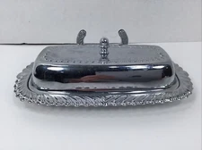 Vintage Silver Chrome Irvinware Butter Dish w/ Knife Holder No Knife Included