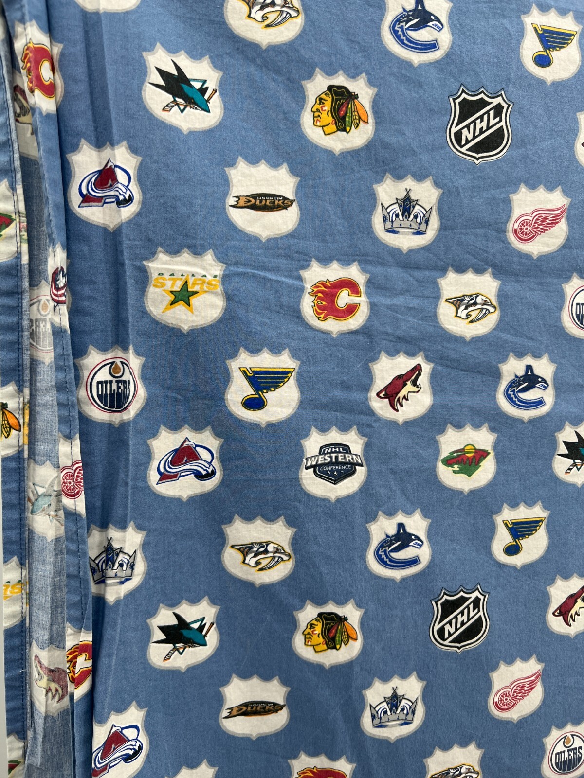 Pottery Barn Teen NHL Hockey Western Conference Logo Blue Twin Flat