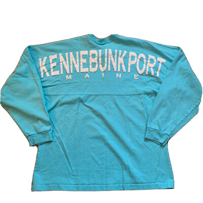 West Trend Kennebunkport Maine Mens Graphic Beach Cotton Long Sleeve Auqa Blue