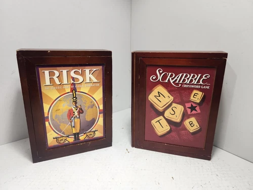 Lot of 2 Vintage Bookshelf Edition Risk & Scrabble Parker Brothers Games
