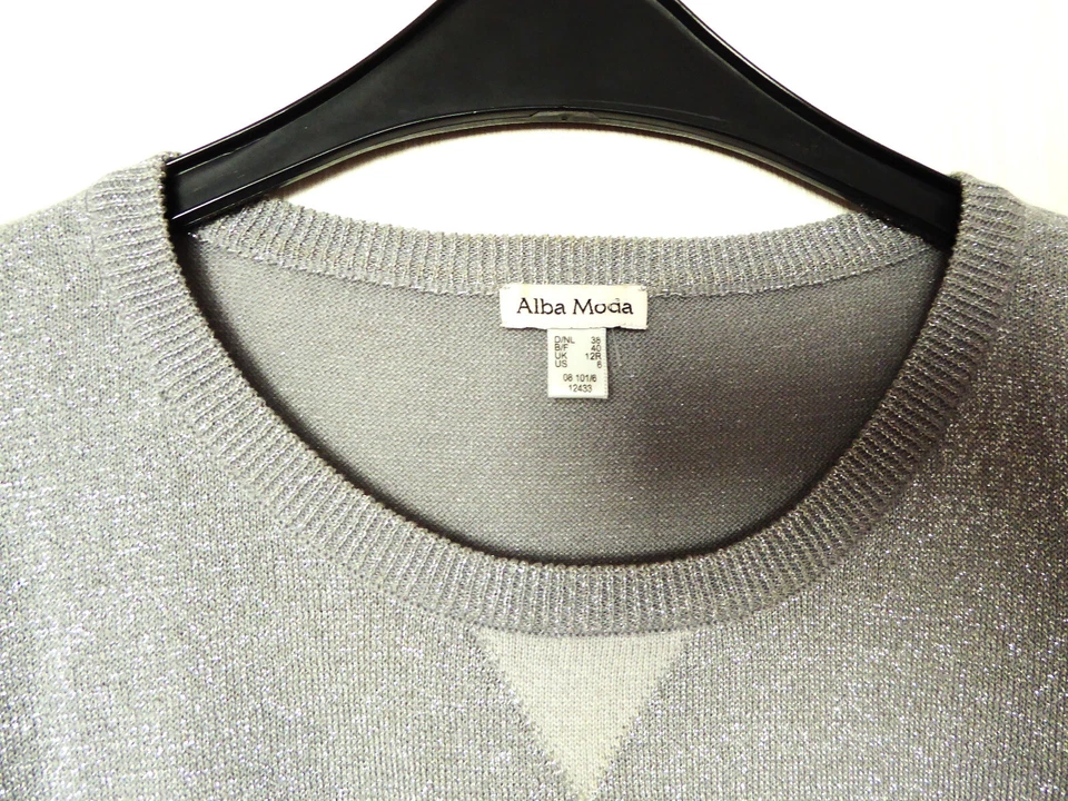 ausgefallener ALBA MODA Baumwolle Lurex Pullover Gr. M / 38-40 grau bunt - Bild 2 von 3