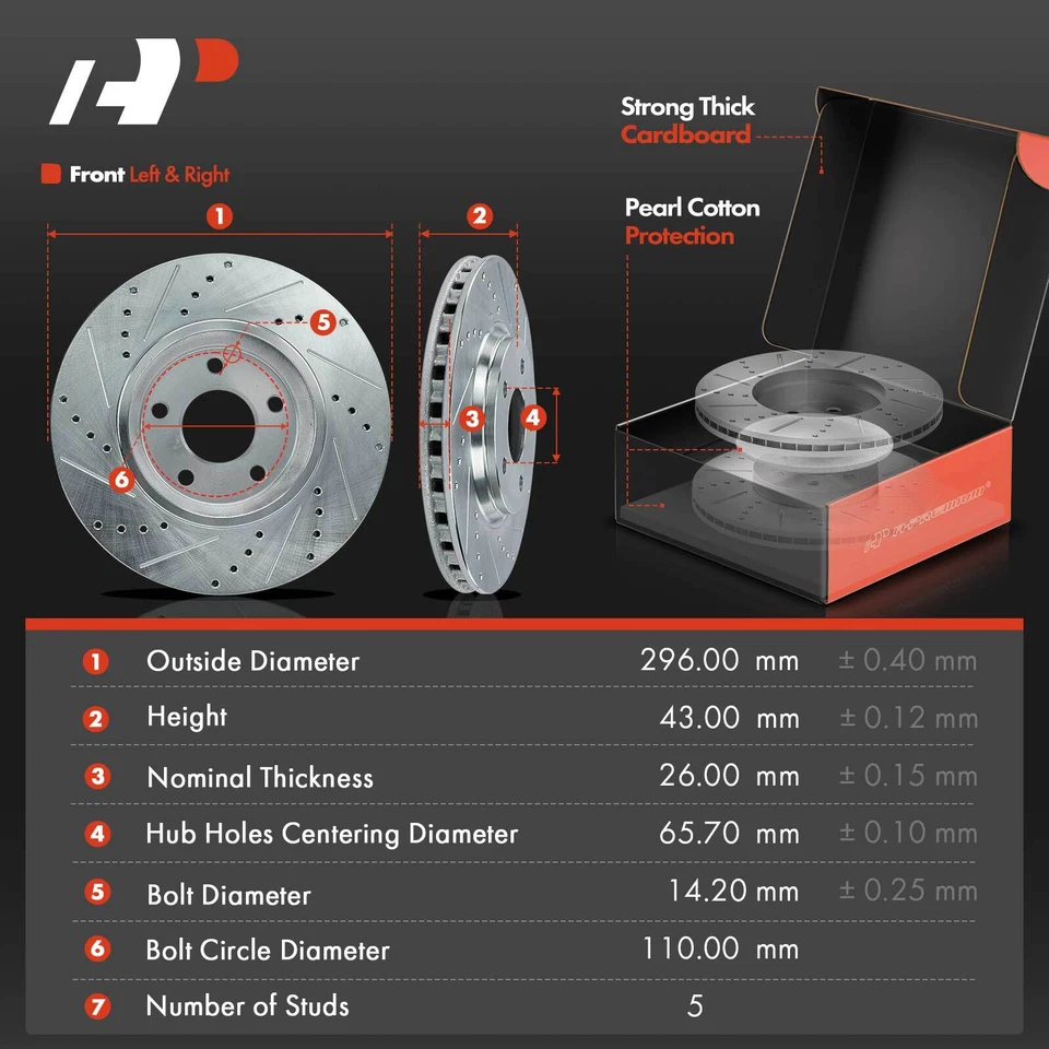 Rotor de freno delantero perforado y pastilla + pinza de freno para Chevrolet Malibu Pontiac G6 Foto 2 de 4