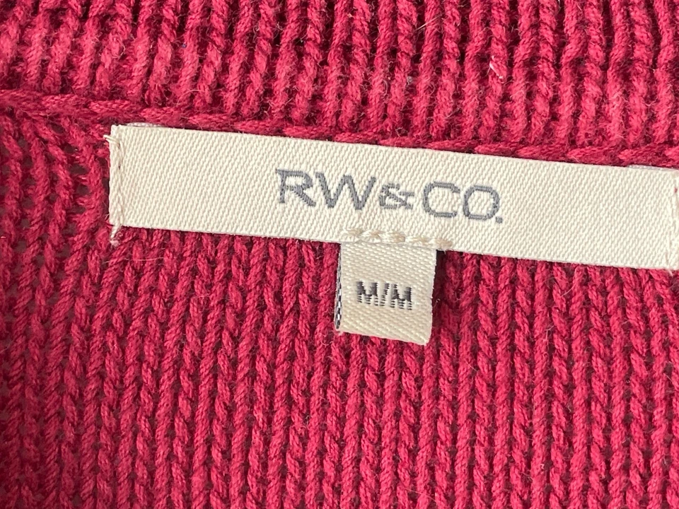 Superbe Gilet RW & Co Taille M Rouge Framboise 100% Coton Excellent état H=68cm - Photo 2/4