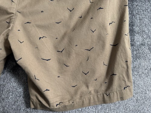 Denim Flower Shorts Mens 30 Chino Khaki Cotton Power Stretch Birds 7" Inseam - Picture 17 of 19