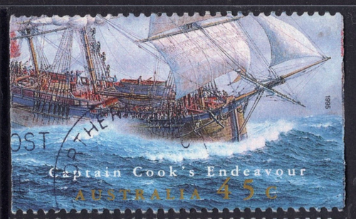 1992 Australia 45c Captain Cook Endeavour Ship Booklet Stamp Bulk Used x50 - Picture 2 of 2