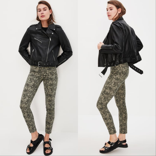 NWT Zara High Rise Skinny Animal Print Snake Ankle Crop Jeans Womens Size 8 - Picture 3 of 12