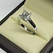 14k White Gold 2 Carat Princess Cut Diamond R...
