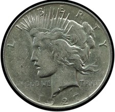 1927-D Peace Dollar AU Large Mint Error