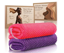 African Net Sponge Authentic 2 Pieces Gentle Exfoliating Body Scrubber Bath Spon