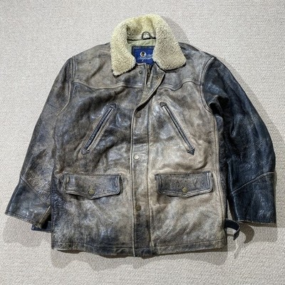 Vintage Peak Performance Leather Jacket Mens XL Brown Aviator Biker Distressed