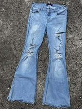 Hollister light wash distressed flare jeans