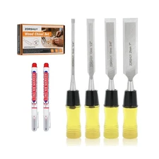 Wood Chisel Sets，4-Piece Woodworking Tools Set, for Precision Carving & D