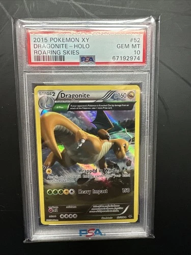 Pokemon Roaring Skies Dragonite Holo Rare Card 52/108 PSA 10! LOW POP!