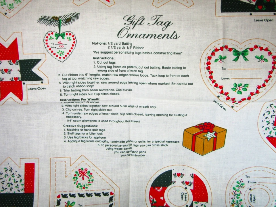 Panel de tela de algodón etiqueta de regalo adornos Navidad corte y costura proyecto hágalo usted mismo Foto 2 de 3