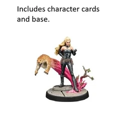 Lady Mastermind model, stats card + base Marvel Crisis Protocol