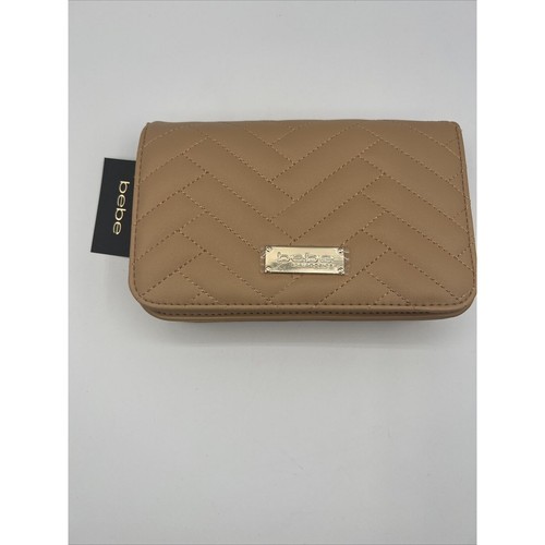 BEBE Los Angeles Sophia Crossbody Bag Purse Gold Chain Gold Strap Tan Bag NWT!
