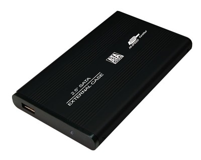 Festplattengehäuse 2,5'' externes Gehäuse für 2,5'' SATA HDD SSD S-ATA Alu schwarz
