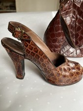 Vintage 1940 s WWII Peep Toe Slingback Platform Heels sz 5 1/2 - 4 Pairs