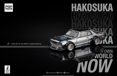Pop Race 1:64 Nissan GT-R Drift Hakosuka Silver Chrome HK ToyCar