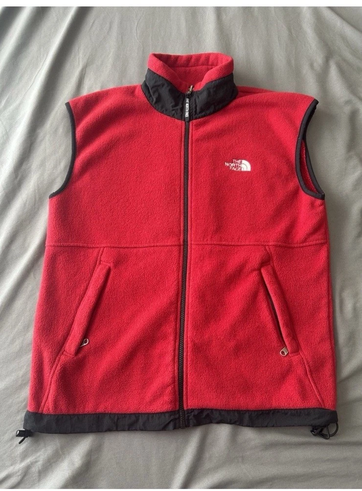 The North Face Mens Red Fleece Full Zip Vest Size Medium