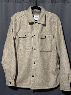 Only & Son s Men s Wool Blend Shirt Jacket, Light Beige, Large, NWOT