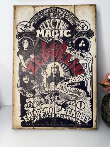 Vintage Official Led Zeppelin Wooden Hanging Wall Art Classic Rock Concert 2007 - Bild 20 von 24