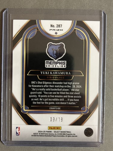 2024-25 Panini Select YUKI KAWAMURA RC COURTSIDE ORANGE PULSAR /18 Rookie - Picture 2 of 2