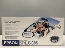 Epson Stylus C86 B251A stampante a getto d'inchiostro con inchiostro e cavi e CD/manuale scatola aperta nuova