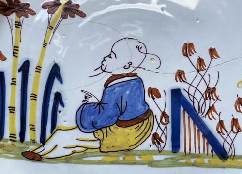 c. 1730 English Liverpool Delft Chinoiserie Polychrome Faience Charger Plate - Picture 3 of 14
