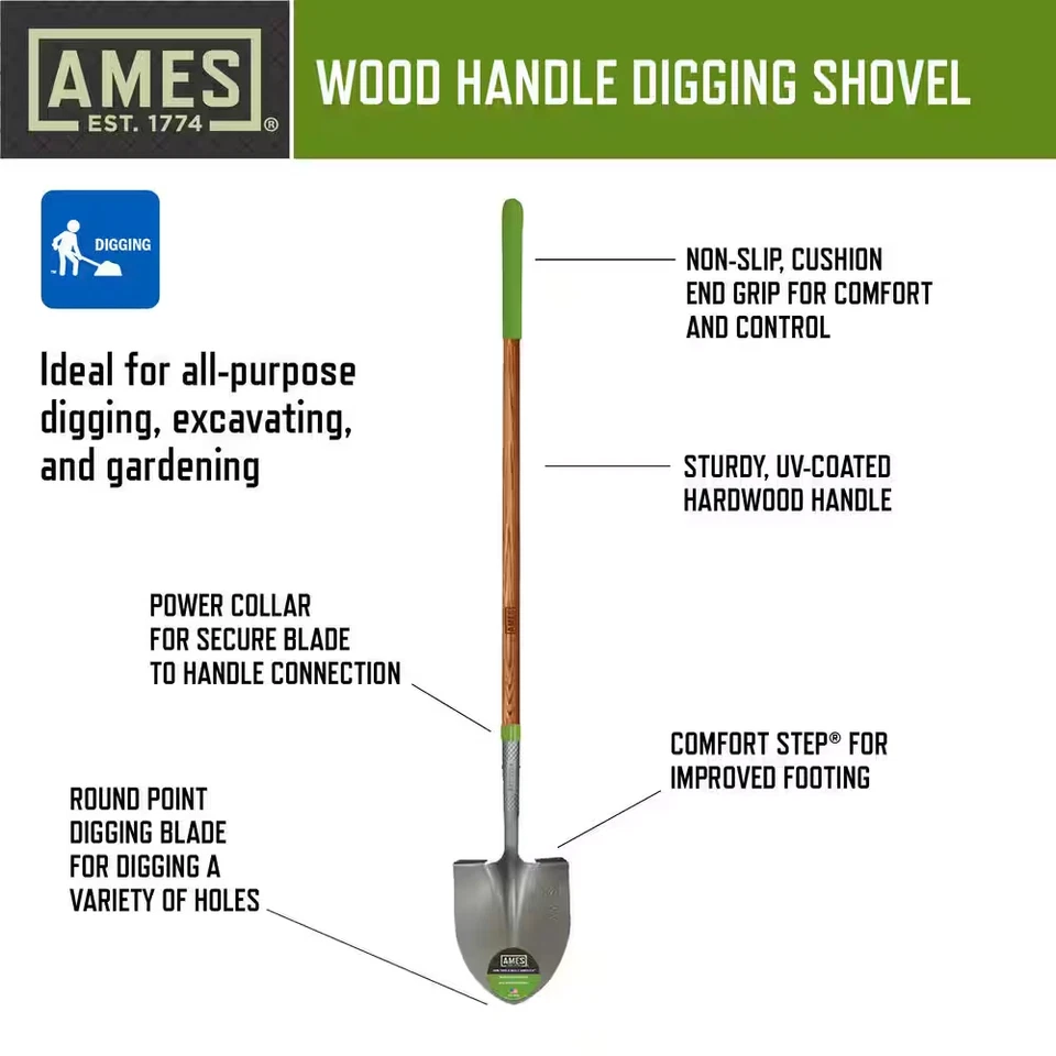 48 In. Wood Handle round Point Shovel - Image 2 of 4