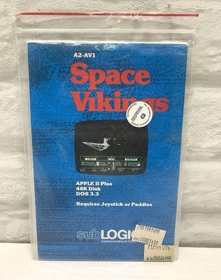 A2-AV1 Space Vikings Sublogic 1982 1st Ed Apple II Plus Computer Game Untested