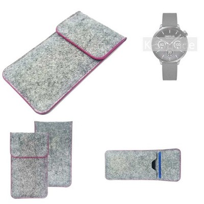 Filz Hülle für OnePlus Watch 3 (43mm) hellgrau, pinker Rand Case Tasche Schutz