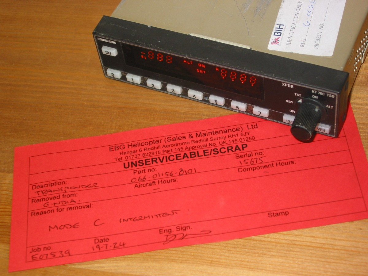 BENDIX KING KT-76C TRANSPONDER !! P/N 066-01156-0101 ! MODS 1 , 2