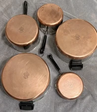 1801 REVERE WARE - 5 Pc - 3/4, 1-1/2, 3, 4-1/2, 6 Quart with Covers - Ships Free