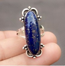 Lapis Lazuli 925 Sterling Silver Ring Statement Boho Woman Ring All Size R 514