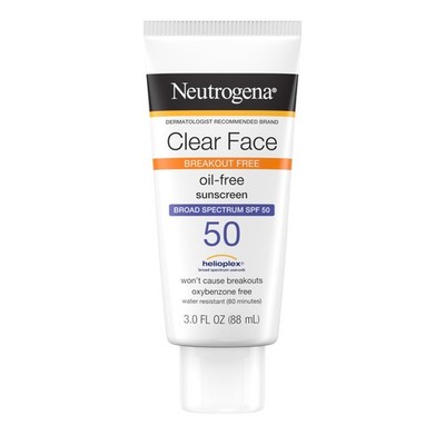 Neutrogena Clear Face Sunscreen Lotion for 3 Fl Oz (Pack of 1), WHITE