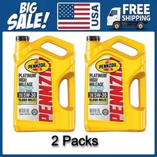 2 Packs Pennzoil Platinum High Mileage Full Synthetic 5W-30 Motor Oil, 5 Quart