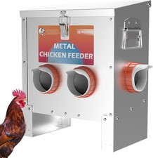 Automatic Chicken Feeder No Waste 25 Pounds 4 Ports Metal Poultry Feeder W/Latch