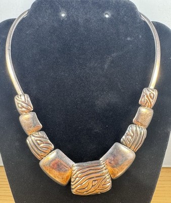 Vintage Halskette STERLINGSILBER Collier mit Goldton, 39 g, gemarkt Thailand
