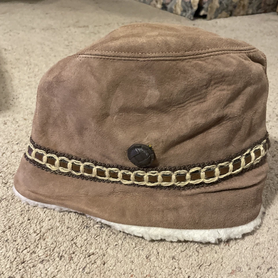 Chapéu Trilby Vintage Pele de Veado Trading Post Camurça Shearling Feito em União Tamanho Médio - Imagem 2 de 4