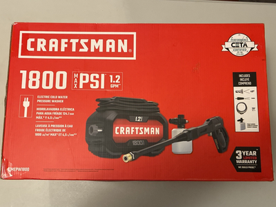 #ad CRAFTSMAN Electric Pressure Washer Cold Water1800 PSI1.2 GPMCorded CMEPW1800 $119.00