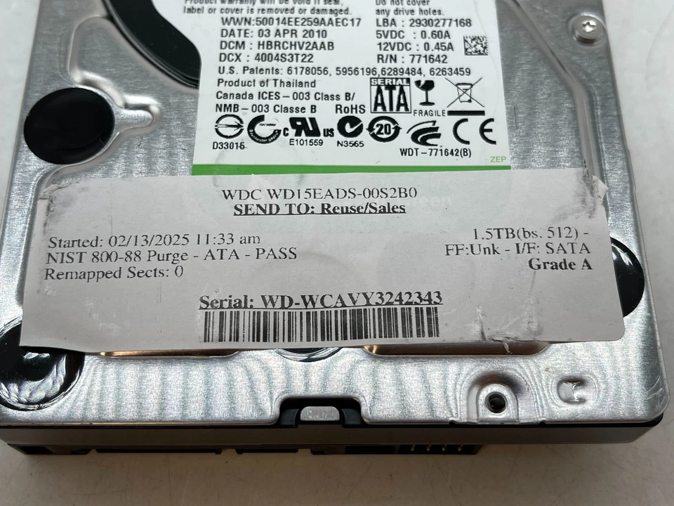 Western Digital Green 1.5TB WD15EADS 3.5" SATA Internal HDD GRADE A FREE S/H - Image 4 of 4