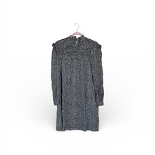 Rebecca Minkoff Black Star Print Mini Dress Womens S Casual Shift Boho Ruffled