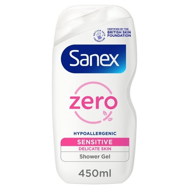 Sanex  Zero% Sensitive Skin Shower Gel 450ml - For Delicate Skin