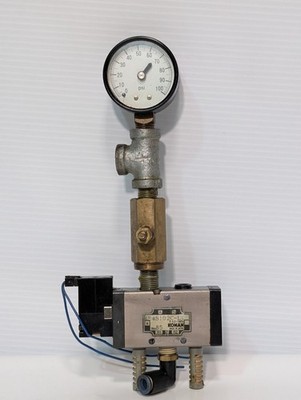 Konan Electric Co. Model #454S102C-L1 Solenoid Valve & 0-100 PSI Gauge, As Shown