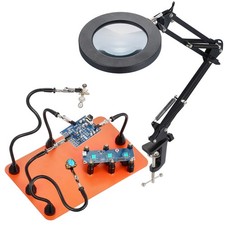 Magnetic Helping Hands Soldering Station 3X LED Magnifying Lamp 5 Arms