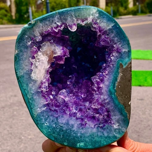 3.53LB Natural agate Amethyst geode quartz cluster crystal specimen Healing