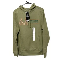 Realtree Popover Graphic Print Hoodie Army Green Camo Pocket NWT Mens S