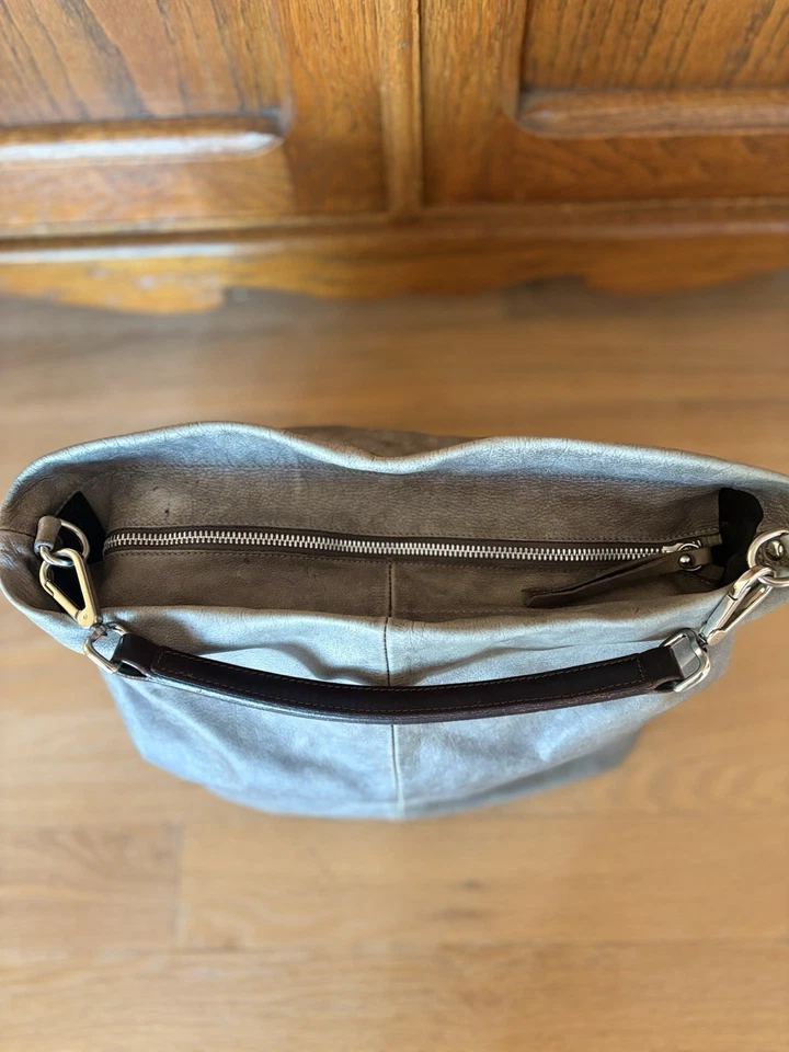 Gianni Chiarini серый Hobo сумка итальянская кожа wBrown ремень идеально состаренный мягкий! - Изображение 3 из 4