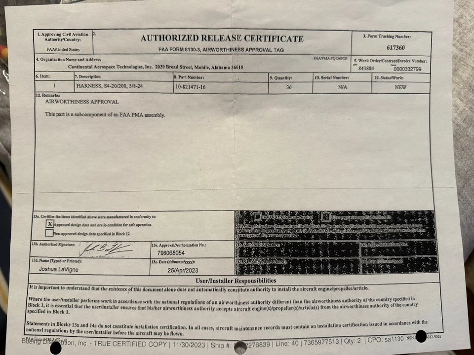 TCM  10-821471-16 Magneto Ignition Harness with 8130 for Lycoming & Continental  - image 4 of 4